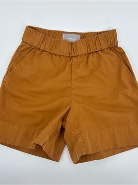 Everlane Mustard Yellow Pull On Easy Shorts Elastic Waist Minimal Casual Chic